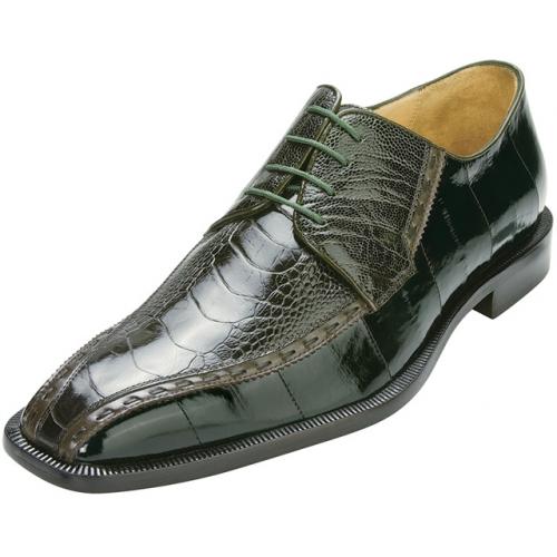 Belvedere "Cava" Emerald Green Genuine Ostrich/Eel Shoes